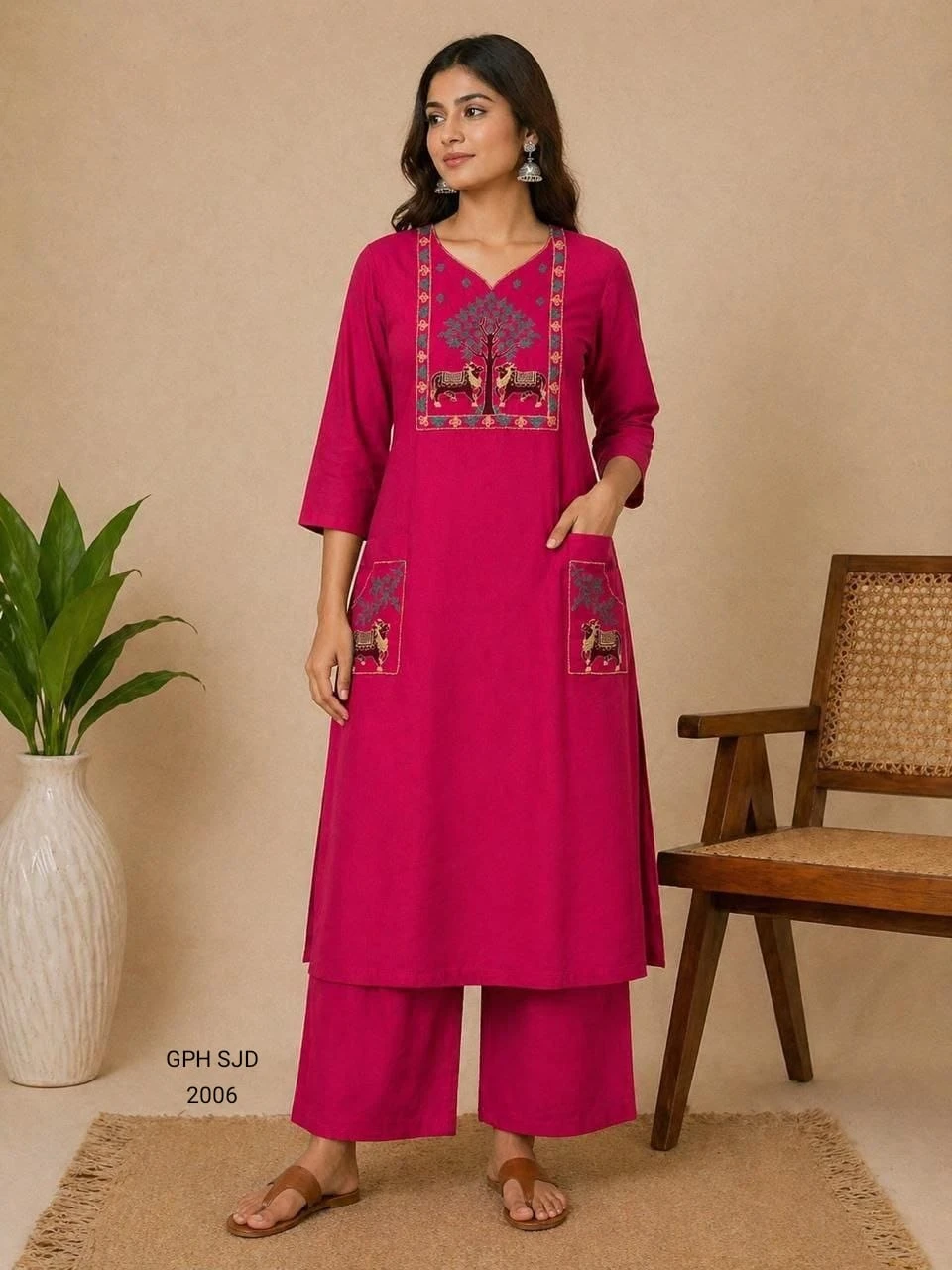 Cobalt Blue Ethnic Embroidered Kurta Set